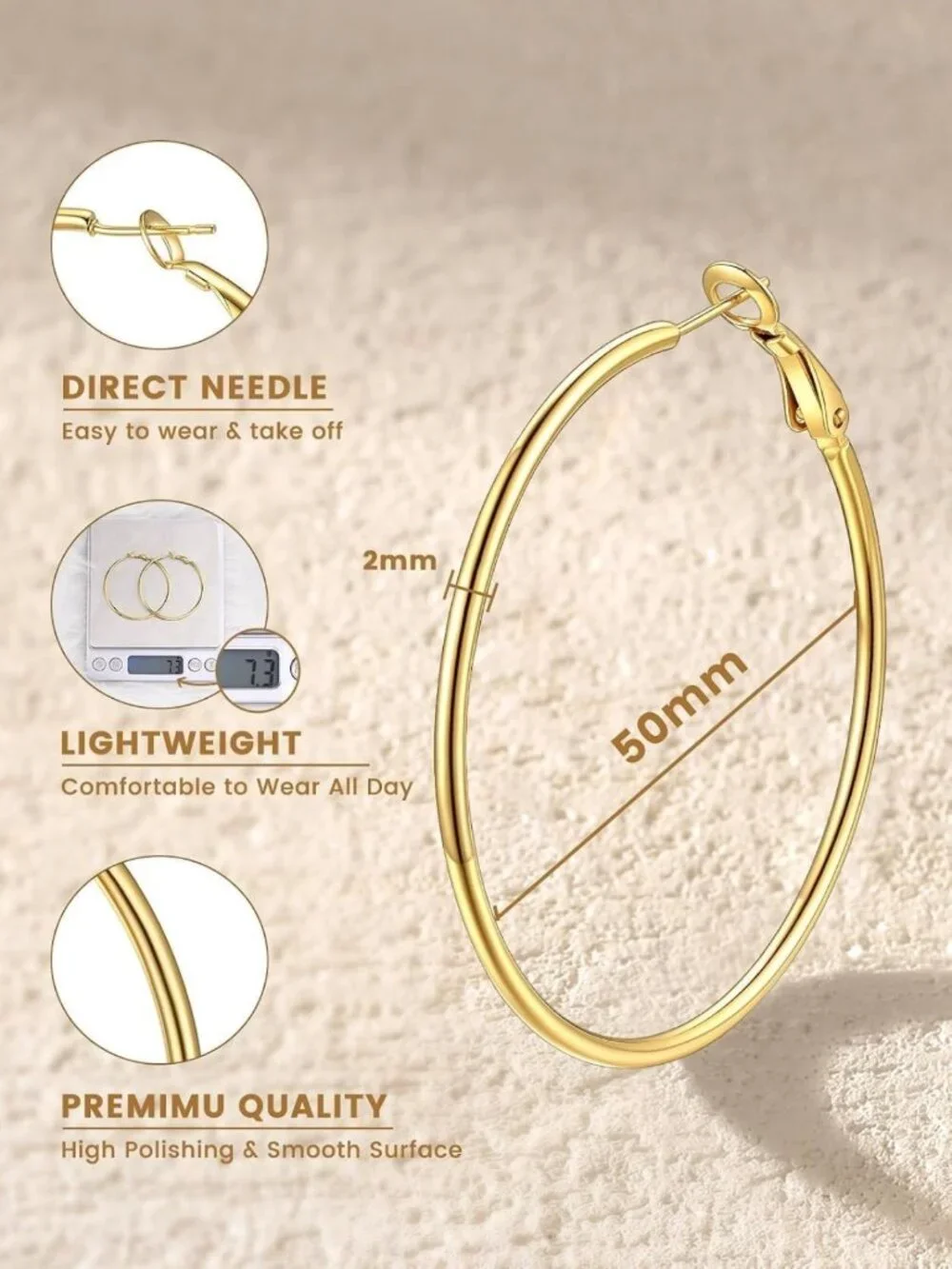 Large Silver & Gold Plated Hoop Earrings for Women - Stylish & Versatile